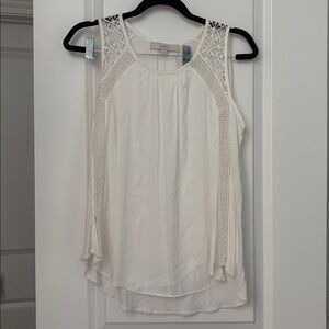 LOFT Cream Lace Detail Sleeveless Blouse